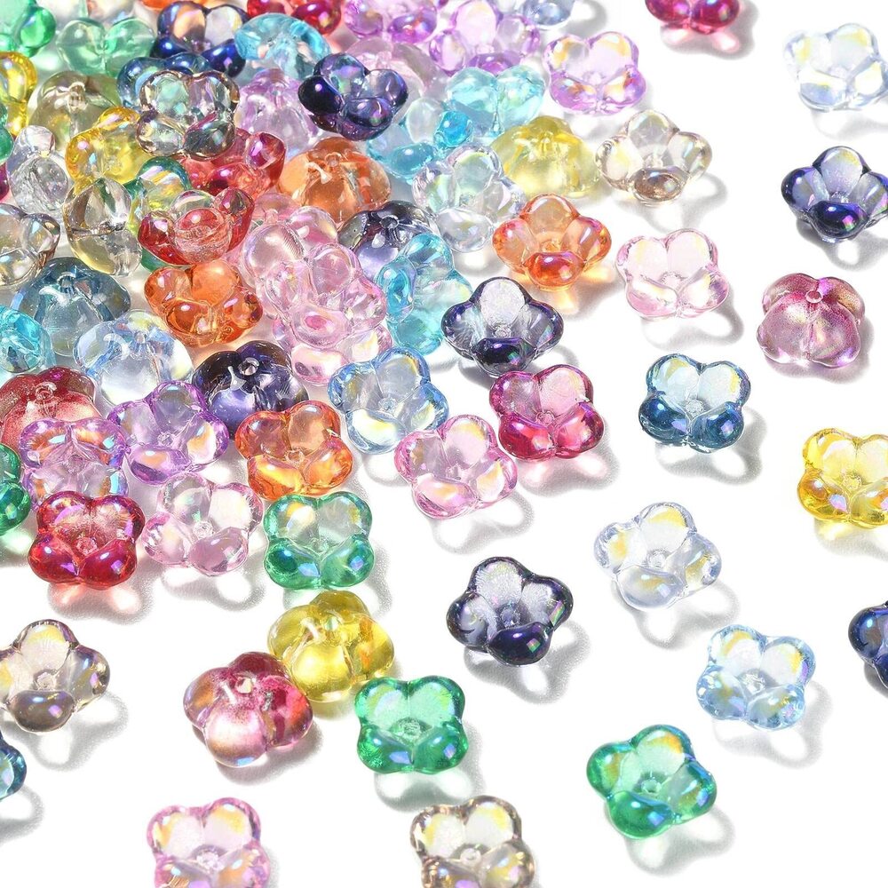 7320 100Pcs Random Color Small Flower Bud Lampwork Glass Beads Tiny Crystal